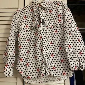 Young Versace Vintage Kids White Button Down Shirt - White with stars - size: 6